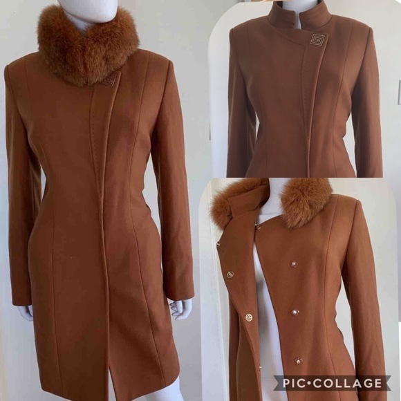 New Snap Buttoned Coat w/Real Dyed Arctic Fox Fur - Picture 3 of 8